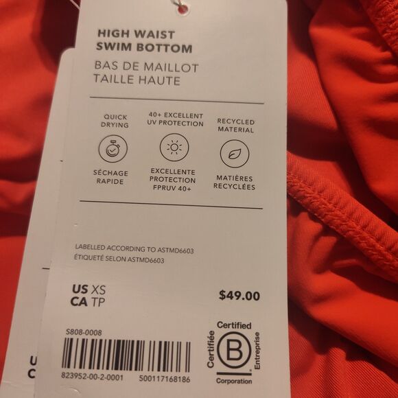 New Athleta High Waist Swim Bottom Dark Orange XS NWT Full Seat Coverage Modest - Picture 8 of 10